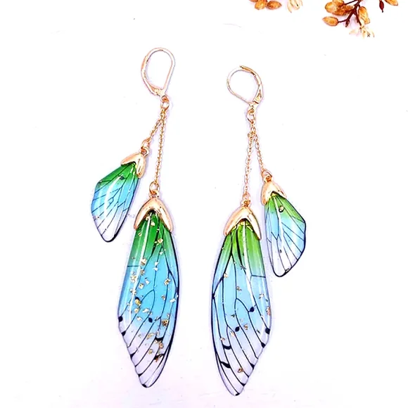 Butterfly Wing Earrings - Spring Rain - Picture 1 of 1